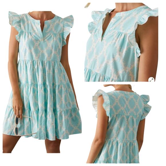 Roller Rabbit Tezza Pippa Dress Full Skirt Beach Inspired Cotton Poplin sz M - Picture 12 of 12